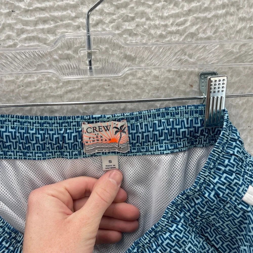 J Crew Swim Shorts Mens S Blue Abstract Swim Trunks Lined Flex Preppy Luxury